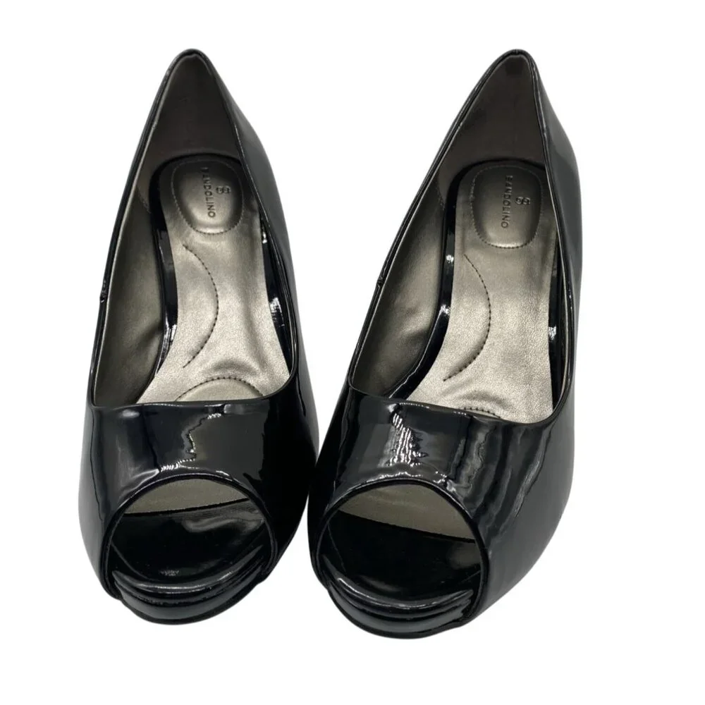 Bandolino Braina Black Patent Peep Toe Heels 9M 3